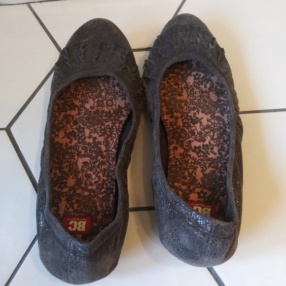 BC Footwear Brown & Black Leather Sparkly Flats with Ruffles, Size 7,  NWOT - Picture 5 of 9